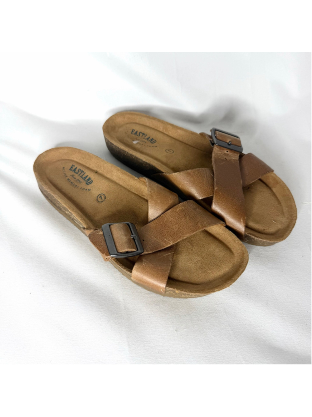 Women's Eastland Brown Leather Footbed Sandals Size 7